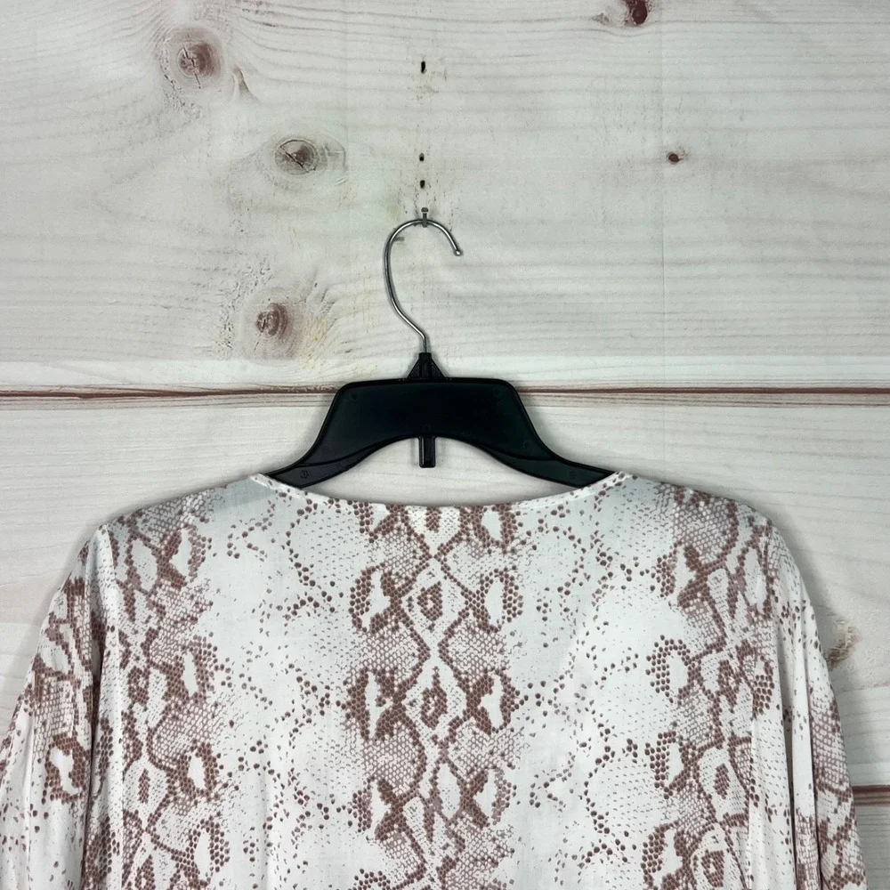 Surf Gypsy Top Women Small White Snakeskin Cover Up Drawstring Tassels Lace Trim